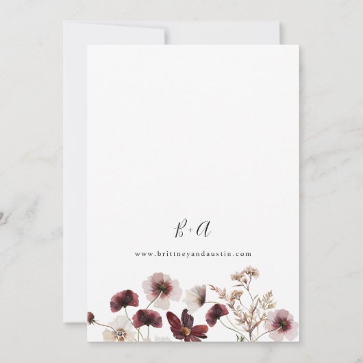 Invitation Automne Fleur sauvage Floral Mariage (Dos)