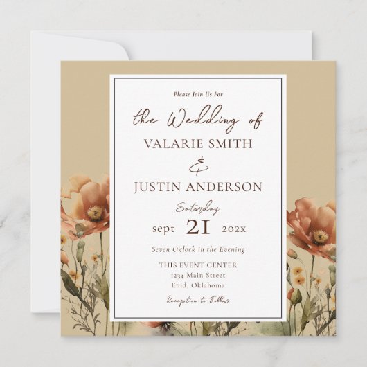 Invitation Automne Fleur sauvage Mariage tout en une invitati (Devant)