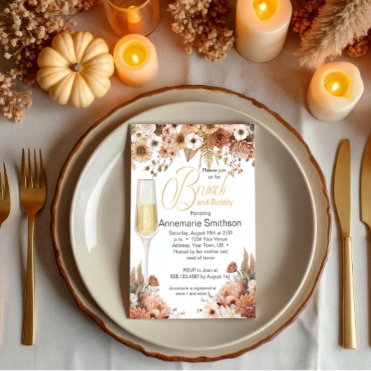 Invitation Automne Fleurs Brunch et Bubbly
