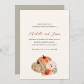 Invitation Automne Fleurs Citrouilles Élégante Partie d'engag (Devant / Derrière)