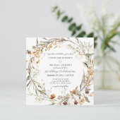 Invitation Automne Fleurs d'automne Élégant Rose Bourgogne Ma (Debout devant)