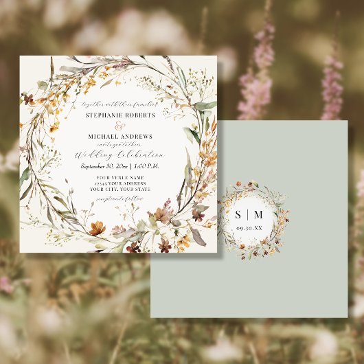 Invitation Automne Fleurs d'automne Fleur sauvage Mariage ivo