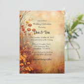 Invitation Automne Fleurs orange Fête Mariage rustique (Debout devant)