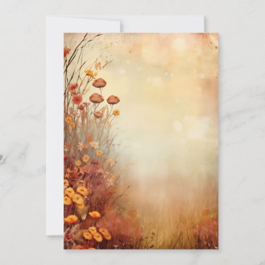 Invitation Automne Fleurs orange Fête Mariage rustique (Dos)