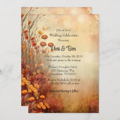 Invitation Automne Fleurs orange Fête Mariage rustique (Devant / Derrière)