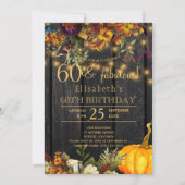 Invitation Automne fleurs rouillées rustique chic 60 ans fabu (Devant)