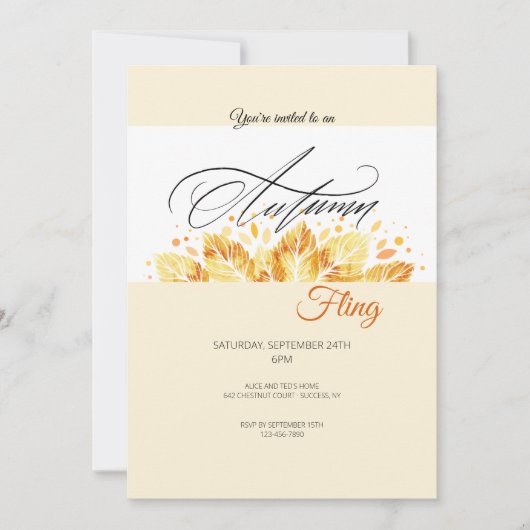 Invitation Automne Fling (Devant)