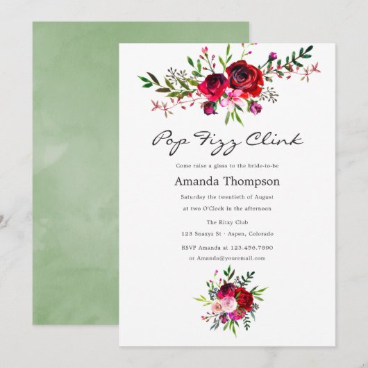 Invitation Automne - Floraison Pop Fizz Clink Enterrement de  (Devant / Derrière)