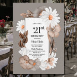 Invitation Automne Floral 21e fête d'anniversaire<br><div class="desc">Célébrez votre 21e anniversaire et invitation vos amis et ceux qui vous sont chers à l'occasion de votre anniversaire avec cette invitation à la fête florale du 21e anniversaire de l'automne,  avec une frontière grise avec des pétunias aux tons terreux et des marguerites blanches.</div>