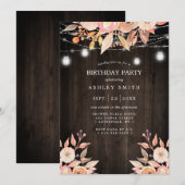 Invitation Automne Floral Aquarelle Lumière Anniversaire (Devant / Derrière)