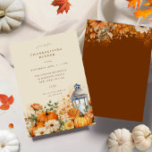 Invitation Automne Floral Aquarelle Thanksgiving Dîner
