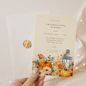 Invitation Automne Floral Aquarelle Thanksgiving Dîner