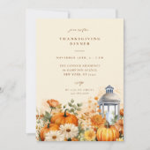 Invitation Automne Floral Aquarelle Thanksgiving Dîner (Devant)