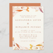 Invitation Automne Floral Aquarelle Wreath Boho Mariage (Devant / Derrière)