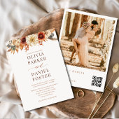 Invitation Automne Floral Automne QR Code Photo Mariage