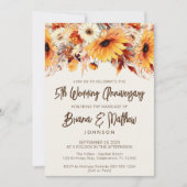 Invitation Automne Floral Beige 5e anniversaire Mariage (Devant)