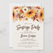 Invitation Automne Floral Beige Surprise Anniversaire (Devant)