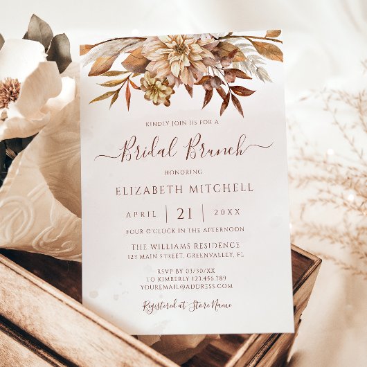 Invitation Automne Floral Boho Automne Foliage Bridal Brunch