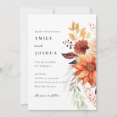 Invitation Automne Floral Boho en un seul Mariage (Devant)