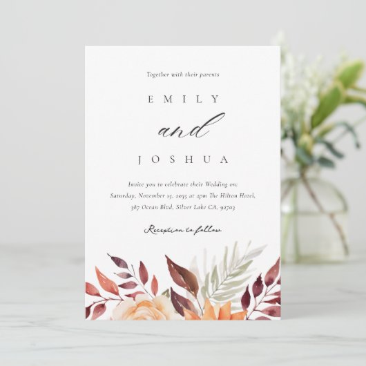 Invitation Automne Floral Boho Mariage (Debout devant)