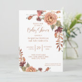 Invitation Automne Floral BOHO Moderne Bourgogne Terracotta F (Debout devant)