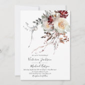 Invitation Automne Floral Boho Rustique Aquarelle Mariage (Devant)