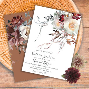 Invitation Automne Floral Boho Rustique Aquarelle Mariage