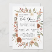 Invitation Automne Floral BOHO Script Girl Baby shower photo (Devant)
