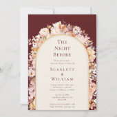 Invitation Automne Floral Bourgogne Arc Mariage nuit avant (Devant)