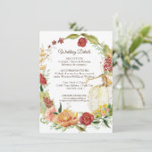 Invitation Automne Floral Bourgogne blanc Citrouille Détails (Debout devant)