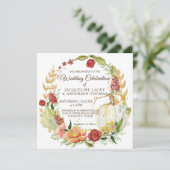 Invitation Automne Floral Bourgogne blanc Citrouille Mariage  (Debout devant)