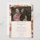 Invitation Automne Floral Bourgogne Crème classique Mariage p (Devant)