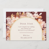 Invitation Automne Floral Bourgogne Mariage Bridesmaid Propos (Dos)