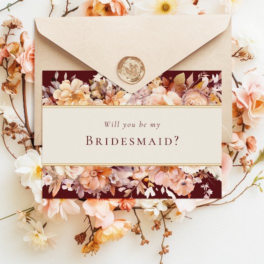 Invitation Automne Floral Bourgogne Mariage Bridesmaid Propos