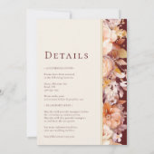 Invitation Automne Floral Bourgogne Moderne Mariage Tout en u (Dos)