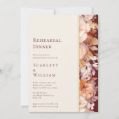 Invitation Automne Floral Bourgogne Répétition Mariage modern (Devant)