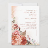 Invitation Automne Floral Brûlé Orange Dîner de répétition (Devant)