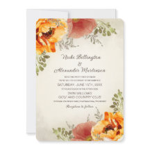 Automne Floral Brûlé Orange Rustique Mariage