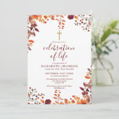 Invitation Automne Floral Célébration Chrétienne De La Vie Fu (Debout devant)