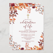 Invitation Automne Floral Célébration Chrétienne De La Vie Fu (Devant / Derrière)