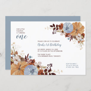 Invitation Automne Floral & Citrouille 1er anniversaire