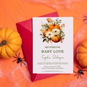 Invitation Automne Floral Citrouille Baby shower d'aquarelle