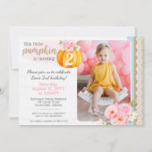 Invitation Automne Floral Citrouille fille's Custom Birthday  (Devant)