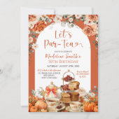 Invitation Automne Floral Citrouille Let's Par Tea Anniversai (Devant)