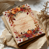 Invitation Automne Floral Citrouille Rustique Mariage