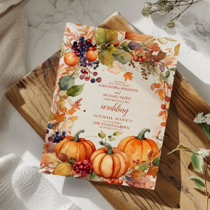Invitation Automne Floral Citrouille Rustique Mariage