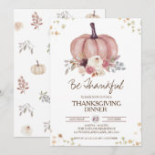 Invitation Automne Floral Citrouille Thanksgiving (Devant / Derrière)