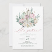 Invitation Automne Floral Citrouille Thanksgiving Dîner (Devant)