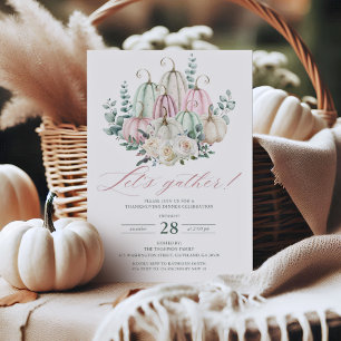 Invitation Automne Floral Citrouille Thanksgiving Dîner