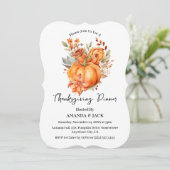 Invitation Automne Floral Citrouille Thanksgiving Dîner (Debout devant)